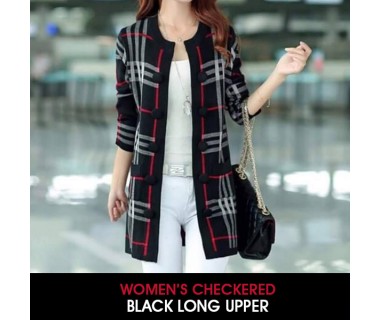 Womens Checkered Black Long Upper